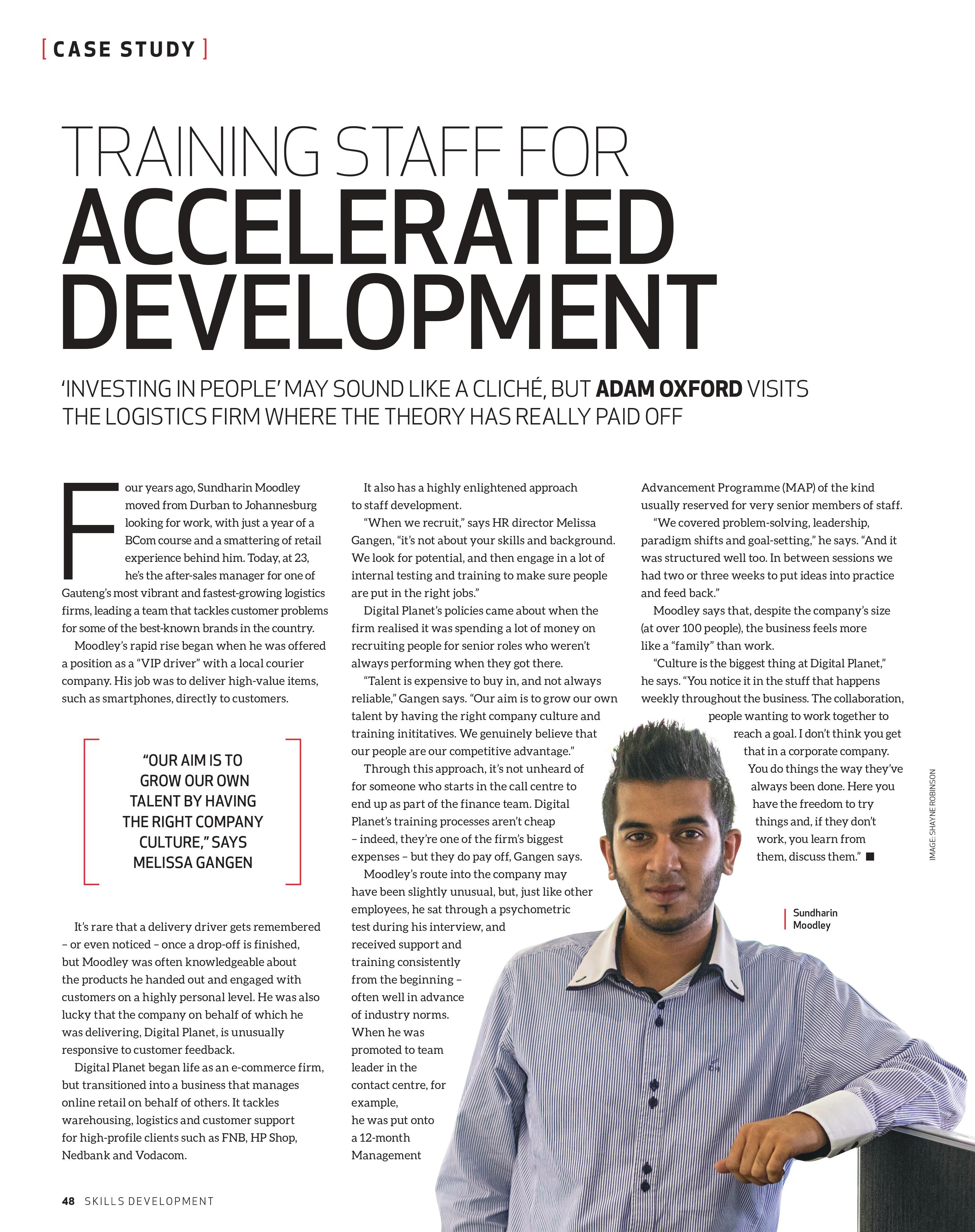 Training Staff for Accelerated Development – Published in the Sunday Times HR & Skills Section